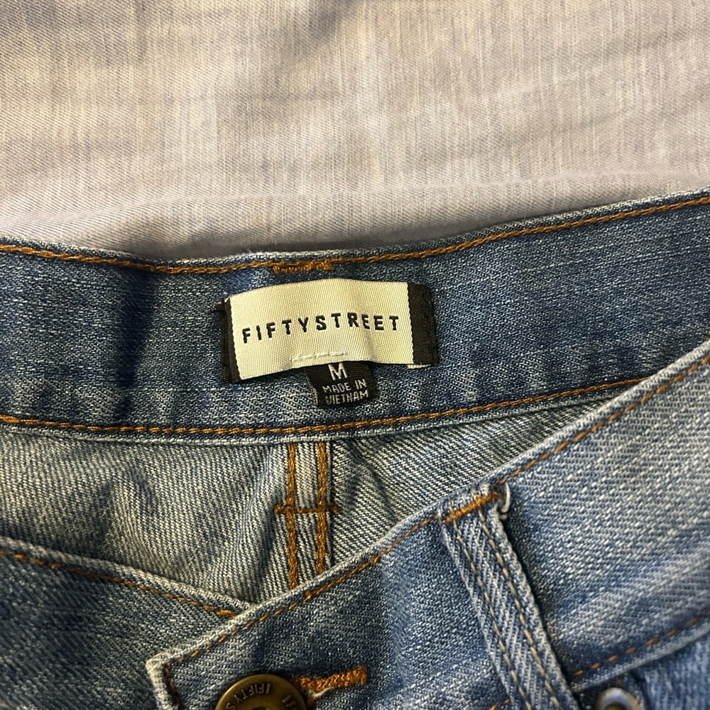 Women’s Jean shorts with red white & blue accents | Size Medium - Picture 2 of 3